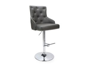 Shankar Rocco Leather Effect Graphite Grey Bar Stool