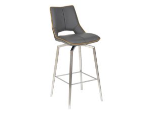 Shankar Mako Swivel Leather Effect Graphite Grey Bar Chair