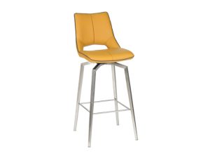 Shankar Mako Swivel Leather Effect Yellow Bar Chair