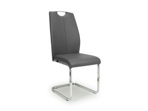 Shankar Toledo Leather Effect Grey Dining Chair
