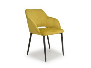 Pair of Shankar Nero Brushed Velvet Lime Gold Dining Chairs