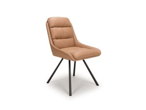 Pair of Shankar Arnhem Swivel Leather Effect Tan Dining Chairs