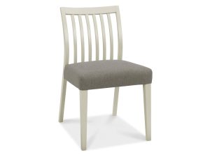 Bentley Designs Bergen Grey Washed Low Slat Back Chair - Titanium Fabric (Pair)