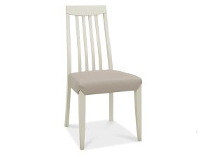 Bentley Designs Bergen Grey Washed Slat Back Chair - Grey Bonded Leather (Pair)