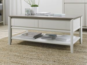 Bentley Designs Bergen Grey Washed Oak & Soft Grey Coffee Table With Drawer