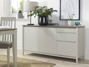 Bentley Designs Bergen Grey Washed Oak & Soft Grey Wide Sideboard