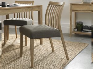 Bentley Designs Bergen Oak Low Slat Back Chair - Black Gold Fabric (Pair)