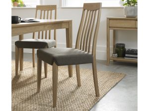Bentley Designs Bergen Oak Slat Back Chair - Black Gold Fabric (Pair)