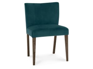 Bentley Designs Turin Dark Oak Low Back Uph Chair - Sea Green Velvet Fabric (Pair)