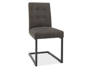 Bentley Designs Indus Rustic Oak Upholstered Cantilever Chair (Pair) in Dark Grey Fabric