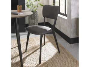 Bentley Designs Vintage Peppercorn Upholstered Back Chair - Dark Grey Fabric (Pair)