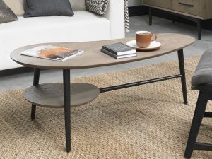 Bentley Designs Vintage Weathered Oak & Peppercorn Shaped Coffee Table