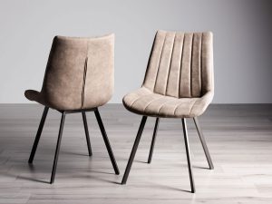 Bentley Designs Fontana - Tan Faux Suede Fabric Chairs with Black Legs (Pair)