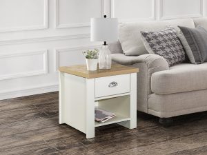 Birlea Highgate 1 Drawer Lamp Table in Cream And Oak