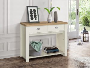 Birlea Highgate 2 Drawer Console Table in Cream And Oak