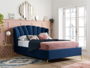 4ft6 Double Birlea Lottie Fabric Ottoman Bedstead in Midnight Blue