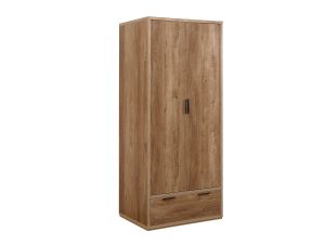 Birlea Stockwell 2 Door 1 Drawer Wardrobe in Rustic Oak Effect