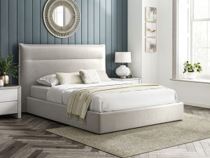 5ft King Size Furniture Mill Windsor Fabric Ottoman Bed in Silvery Grey Velvet
