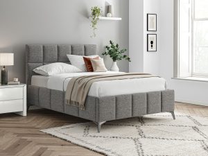 4ft6 Double Furniture Mill Cheltenham Fabric Bed in Dark Grey Linen