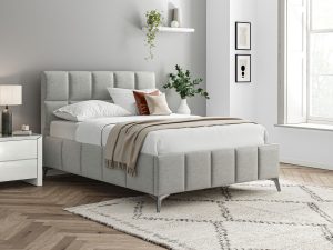 4ft6 Double Furniture Mill Cheltenham Fabric Bed in Grey Linen