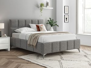 5ft King Size Furniture Mill Cheltenham Fabric Bed in Dark Grey Linen