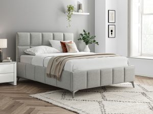 5ft King Size Furniture Mill Cheltenham Fabric Bed in Grey Linen