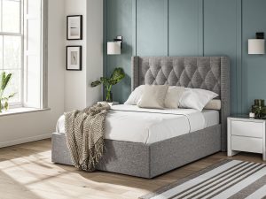 4ft6 Double Furniture Mill Warwick Fabric Ottoman Bed in Dark Grey Linen
