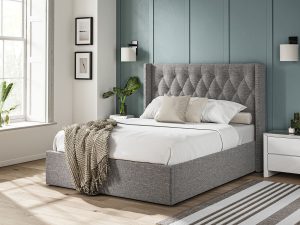 5ft King Size Furniture Mill Warwick Fabric Ottoman Bed in Dark Grey Linen