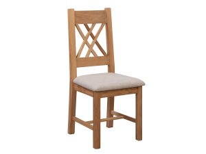 Furniture Mill Blenheim Oak Pair of Natural Oak Chairs - Fabric Seat Pad