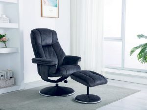 GFA Denver Swivel Recliner & Footstoolin Liquorice