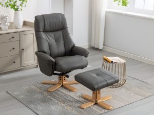 GFA Dubai Swivel Chair & Footstool in Cinder Plush