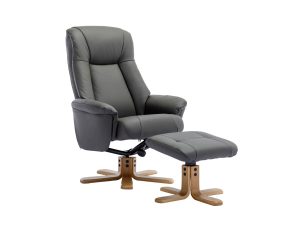 GFA Hawaii Swivel Recliner & Footstool in Cinder Faux Leather