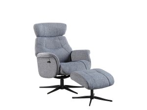 GFA Murcia Swivel Recliner & Footstool in Powder Blue Fabric