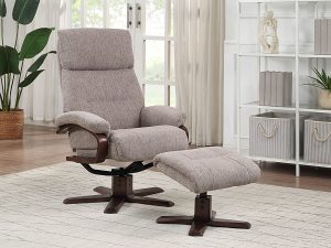 GFA Vienna Swivel Recliner & Footstool in Taupe Fabric