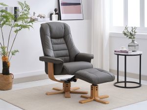 GFA Sardinia Swivel Recliner & Footstool in Cinder Leather