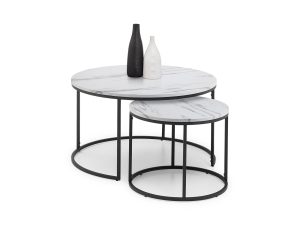 Julian Bowen Bellini Round Nesting Coffee Table in White Marble