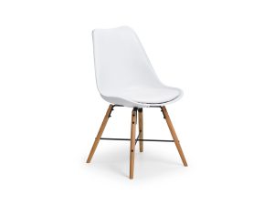 Julian Bowen Kari Dining Chair in White Seat & Oak Legs