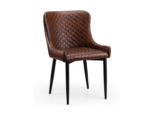 Julian Bowen Luxe Faux Leather Dining Chair in Brown
