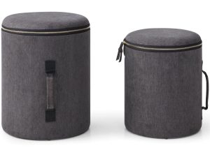 Kyoto Travel Storage Stools Set of 2 in Grey