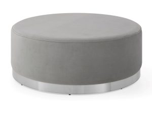 Kyoto Round Stool With Metal Ring Base in Grey