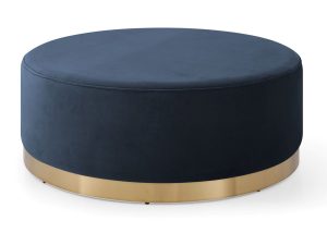 Kyoto Round Stool With Metal Ring Base in Ink