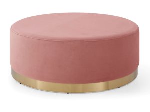 Kyoto Round Stool With Metal Ring Base in Blush