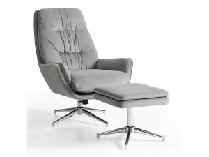 Kyoto Hugo Tv Chair With Footstool in Athena Grey Velvet