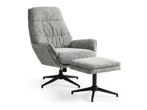 Kyoto Hugo Tv Chair With Footstool in Delphin Multi Grey Boucle