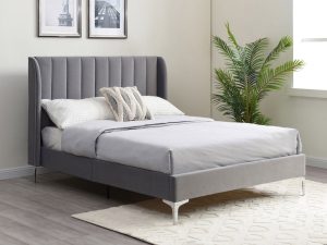 4ft6 Double Kyoto Avery Bedstead in Athena Grey Velvet