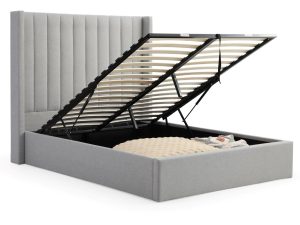 5ft King Size Kyoto Emerson Ottoman Bedstead in Neptune Grey Faux Wool
