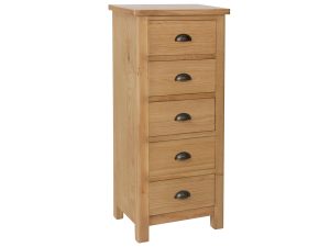 Furniture Mill Radford Oak 5 Drawer Narrow Chest