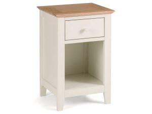 Julian Bowen Salerno Bedside Cabinet - 1 Drawer in Two Tone - Ivory / Oak