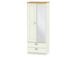 Welcome Furniture Victoria Tall 2ft6 2 Drawer Mirror Wardrobe