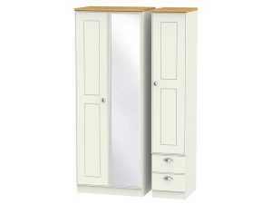 Welcome Furniture Victoria Tall Triple Mirror + Drawer Wardrobe